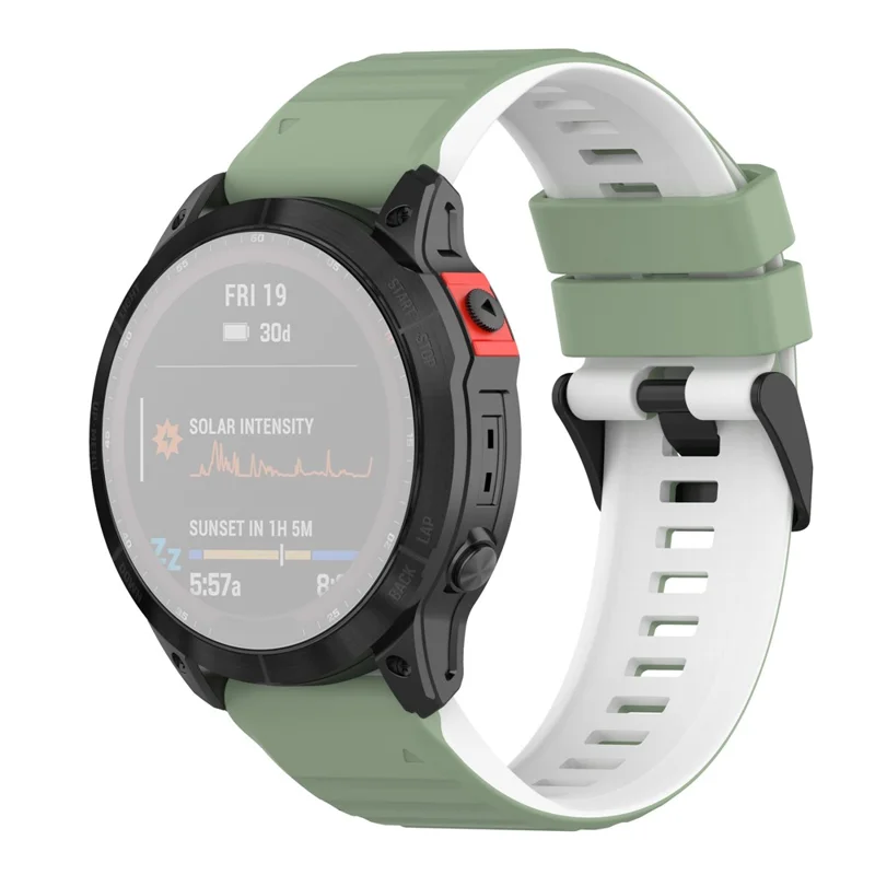 For Garmin Fenix 6 GPS 22mm Dual Color Silicone Wrist Band Adjustable Replacement Watch Strap with Tools - Green/White