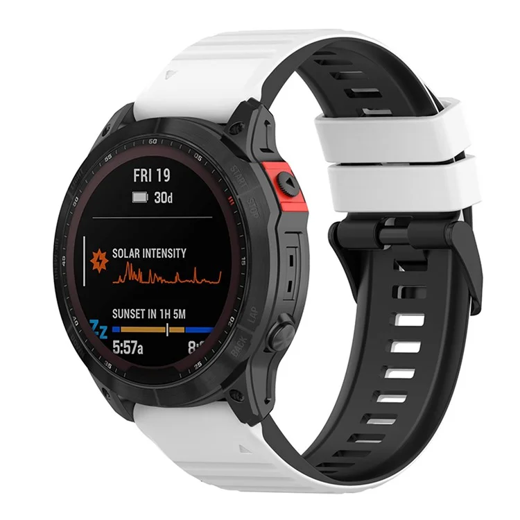 Pour Garmin Fenix ​​6x GPS GPS 26mm Remplacement Silicone Strap Bande Pourrieux Avectes Avec Outils - Blanc Noir