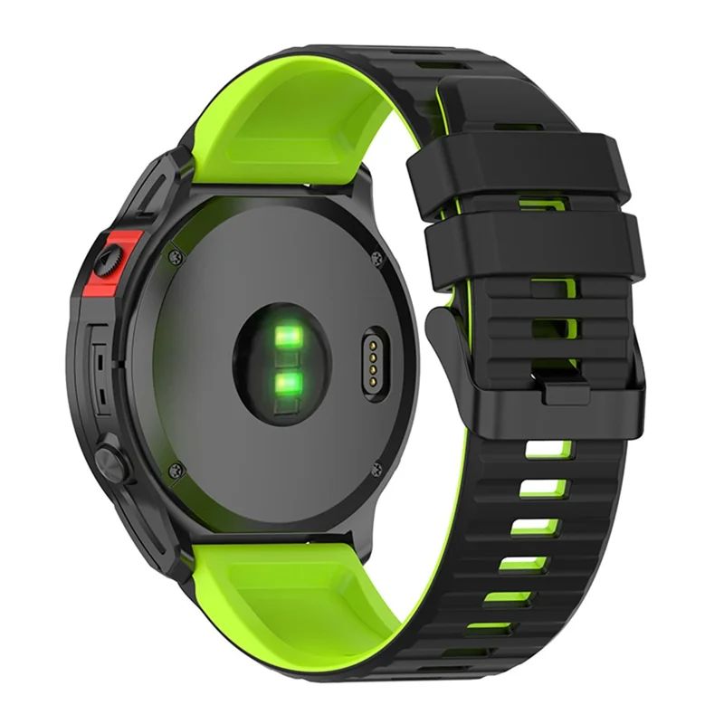 Para Garmin Fenix 6X GPS 26 mm Correa de Reloj de Silicona de Repuesto Ajustable con Herramientas - Negro/Verde Fluorescente