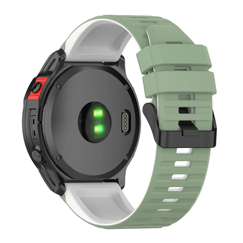 For Garmin Fenix 6X GPS 26mm Replacement Silicone Watch Strap Adjustable Wrist Band with Tools - Light Green/White