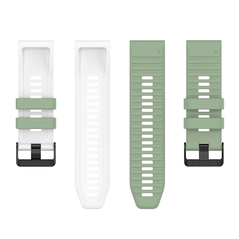 For Garmin Fenix 6X GPS 26mm Replacement Silicone Watch Strap Adjustable Wrist Band with Tools - Light Green/White