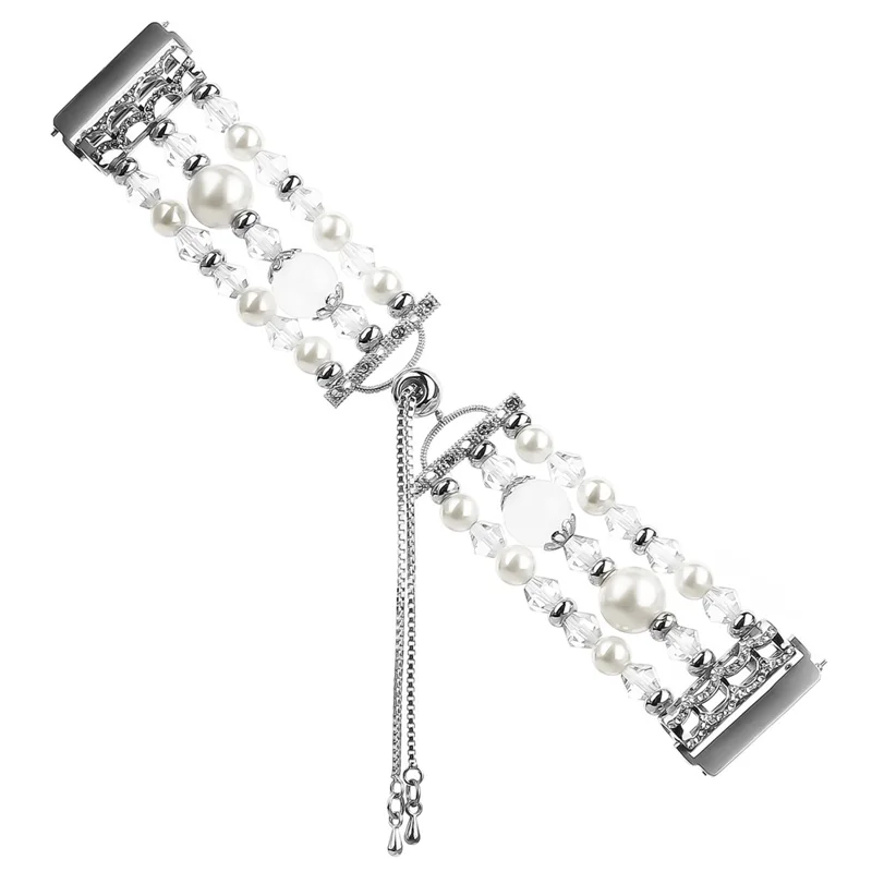 Für Fitbit Versa/Versa 2/Versa Lite Fashion Agate Crystal Beads Slide Bracelet Watch Band Ersatz für Frauen - Weiß