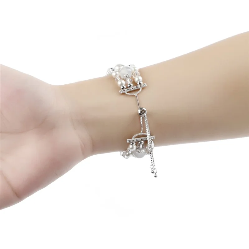 Für Fitbit Versa/Versa 2/Versa Lite Fashion Agate Crystal Beads Slide Bracelet Watch Band Ersatz für Frauen - Weiß