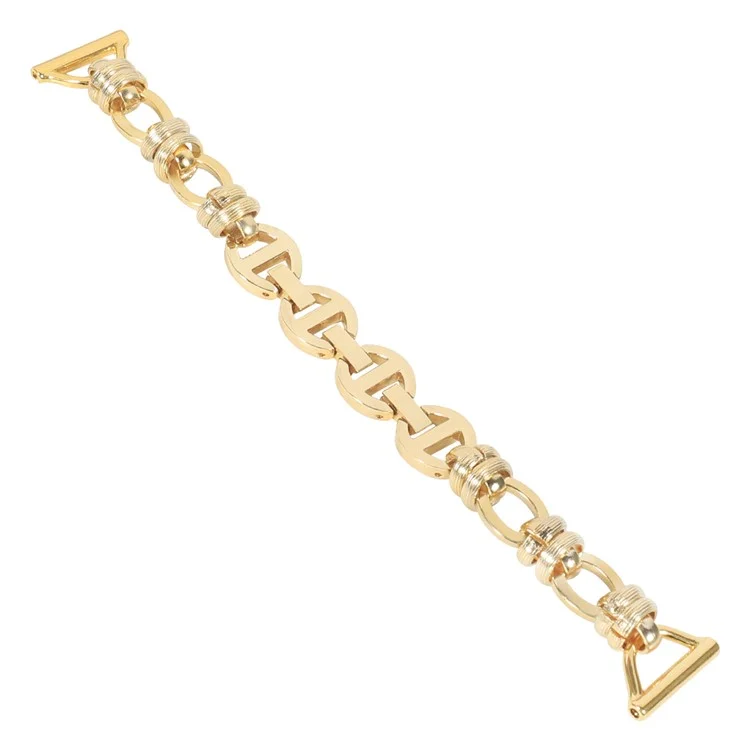 For Huawei Watch GT3 46mm/Xiaomi Haylou RS3 Watch Strap 22mm Stainless Steel Watch Band with Thread Design for Girls - Gold