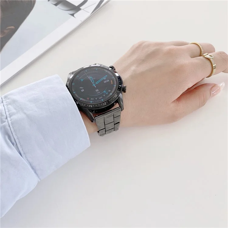 Для Huawei Watch GT3 46 Мм/xiaomi Haylou RS3 22mm Universal Rhombus Grid Design Ceramic Watch Brap Band - Черный