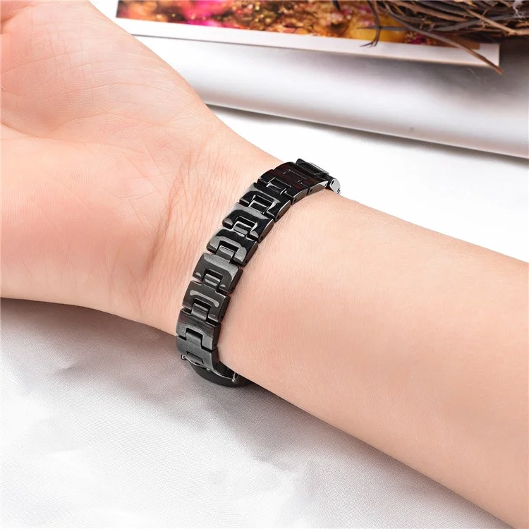 For Xiaomi Mi Band 3/4 Bling Rhinestone Decorative Smart Watch Stainless Steel Chain Watch Strap Metal Watchband - Black