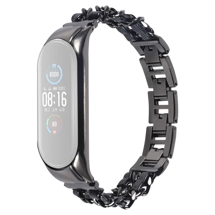 Для Xiaomi Mi Band 3/4 Smart Watch Nearslable Steel Chating State State Metal Watch -полоса - Черный