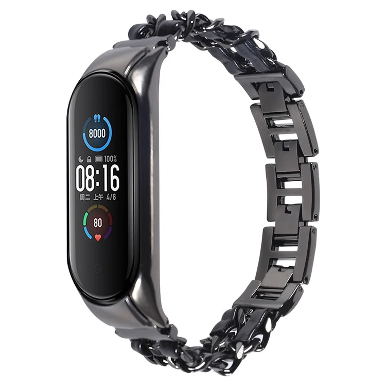 Для Xiaomi Mi Band 3/4 Smart Watch Nearslable Steel Chating State State Metal Watch -полоса - Черный