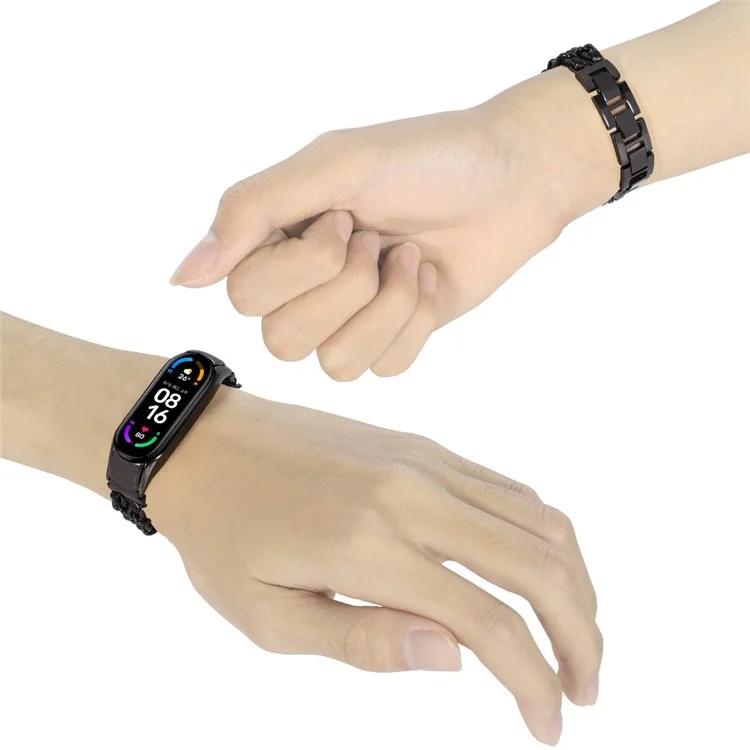 Для Xiaomi Mi Band 3/4 Smart Watch Nearslable Steel Chating State State Metal Watch -полоса - Черный