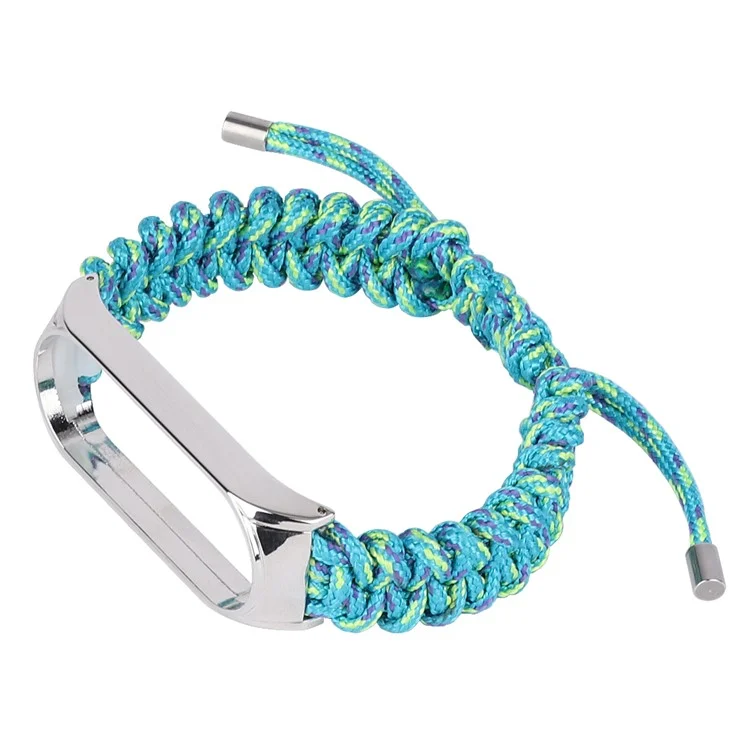 For Xiaomi Mi Band 5/6 Nylon Braided Rope Watch Strap Adjustable Replacement Wrist Band - Green