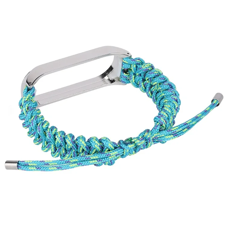 For Xiaomi Mi Band 5/6 Nylon Braided Rope Watch Strap Adjustable Replacement Wrist Band - Green