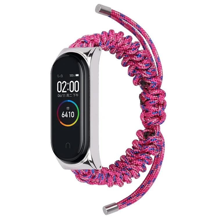 Pour Xiaomi Mi Band 3/4 Band de Bracelet Remplacement Drawstring Design Rogue de Montre en Nylon Réglable - Rose