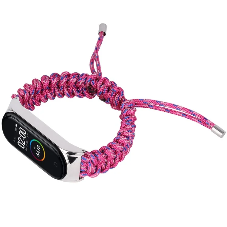 For Xiaomi Mi Band 3/4 Wrist Band Replacement Drawstring Design Adjustable Nylon Rope Watch Strap - Rose