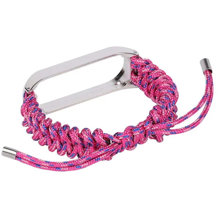 For Xiaomi Mi Band 3/4 Wrist Band Replacement Drawstring Design Adjustable Nylon Rope Watch Strap - Rose