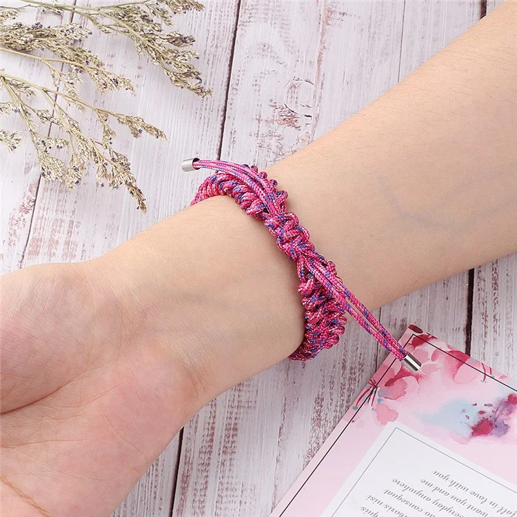 For Xiaomi Mi Band 3/4 Wrist Band Replacement Drawstring Design Adjustable Nylon Rope Watch Strap - Rose