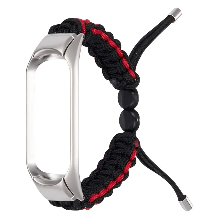 Pour Xiaomi Mi Band 5/6 Band de Rechange Drawstring Design Rogue de Montre en Nylon Réglable - Noir Rouge