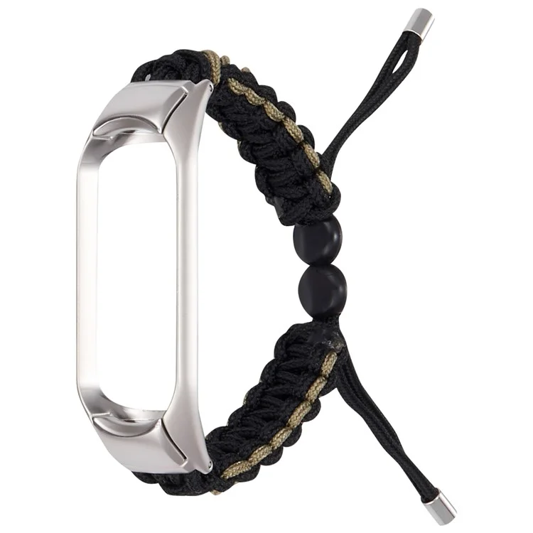 For Xiaomi Mi Band 3/Mi Band 4 Nylon Rope Watch Band Drawstring Adjustable Wrist Strap Replacement - Black/Grey
