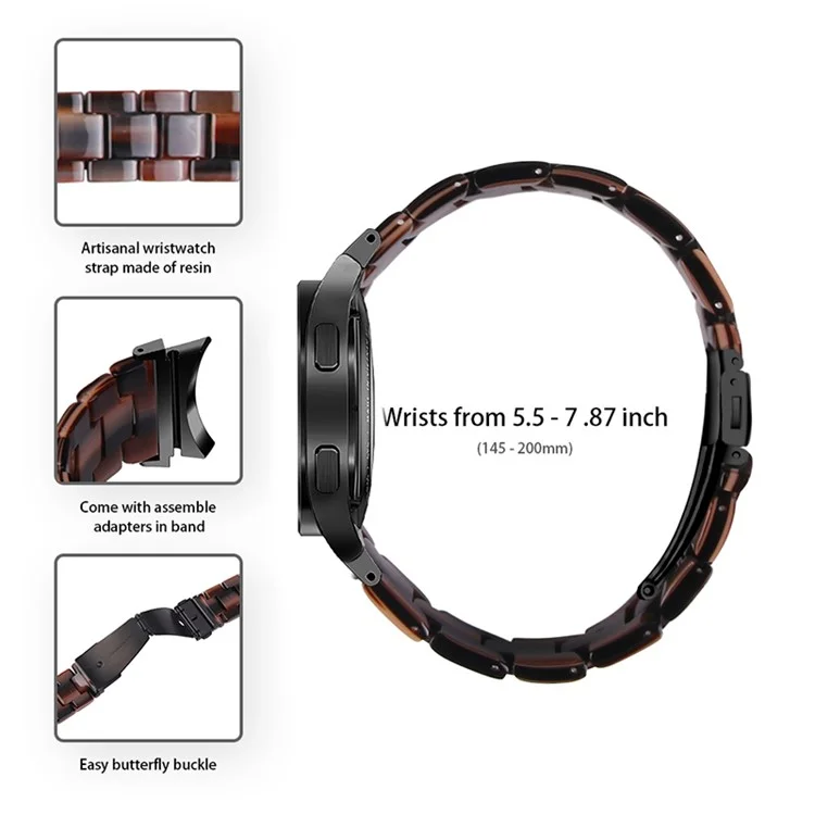 For Samsung Galaxy Watch4 Active 40mm/44mm / Watch4 Classic 42mm/46mm Smart Watch Strap Replacement Resin Wrist Band - Chocolate