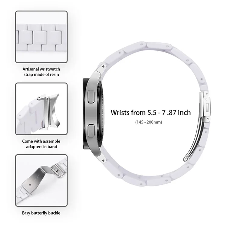 Para Samsung Galaxy Watch4 Active 40mm/44mm / Watch4 Classic 42mm/46mm Stylish Resin Wrist Strap Smart Watch Replacement Band - Branco