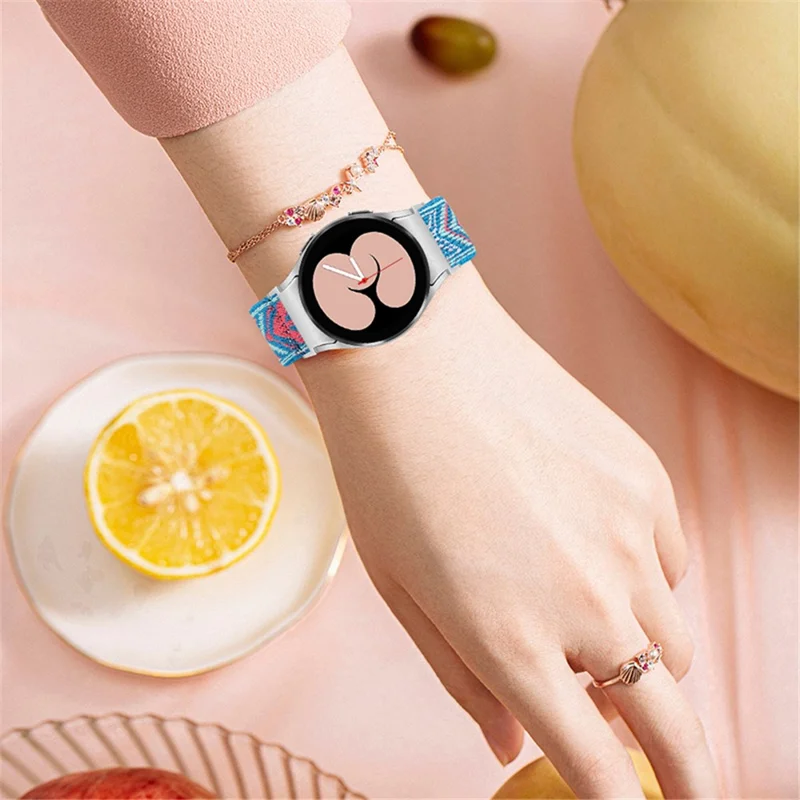 For Samsung Galaxy Watch4 Active 40mm/44mm / Watch4 Classic 42mm/46mm Elastic Woven Smart Watch Band Replacement Adjustable Wrist Strap - K