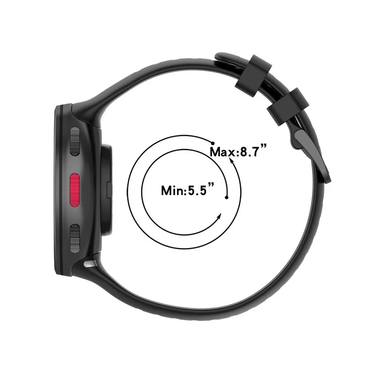 For Polar Vantage V2 Watch Strap Replacement Silicone Solid Color Sweat-Proof Watch Band - Black
