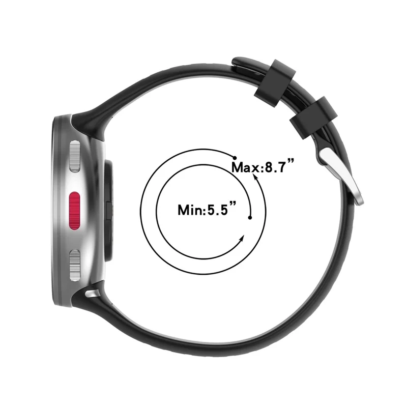 For Polar Vantage V2 Dual Color Silicone Watch Band Replacement Watch Strap with Connecting Rod - Black/Grey