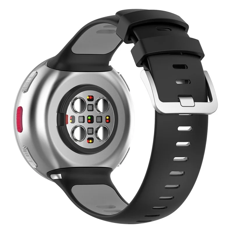 For Polar Vantage V2 Dual Color Silicone Watch Band Replacement Watch Strap with Connecting Rod - Black/Grey