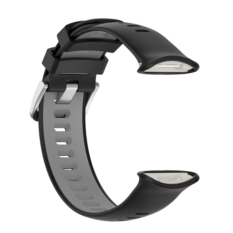 For Polar Vantage V2 Dual Color Silicone Watch Band Replacement Watch Strap with Connecting Rod - Black/Grey