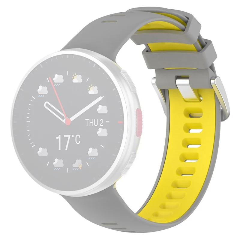 For Polar Vantage V2 Dual Color Silicone Watch Band Replacement Watch Strap with Connecting Rod - Grey/Yellow
