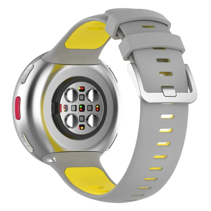 For Polar Vantage V2 Dual Color Silicone Watch Band Replacement Watch Strap with Connecting Rod - Grey/Yellow