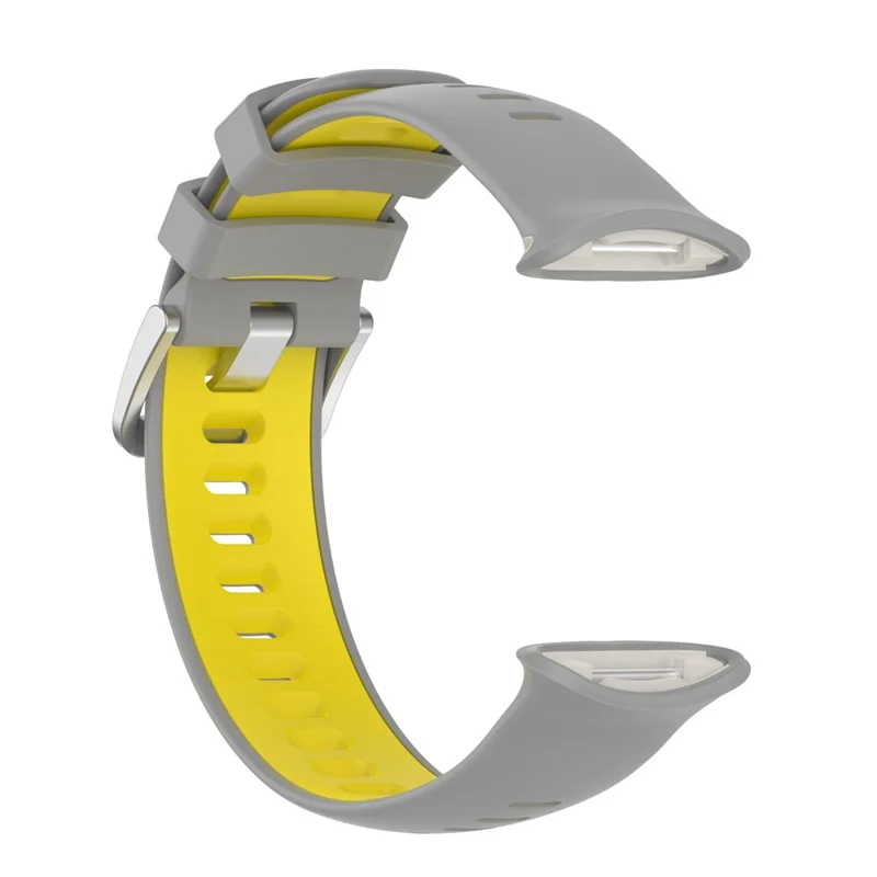 For Polar Vantage V2 Dual Color Silicone Watch Band Replacement Watch Strap with Connecting Rod - Grey/Yellow