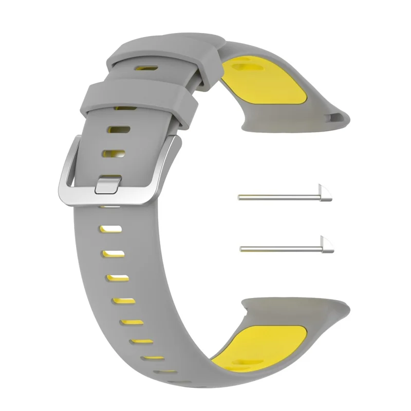 For Polar Vantage V2 Dual Color Silicone Watch Band Replacement Watch Strap with Connecting Rod - Grey/Yellow