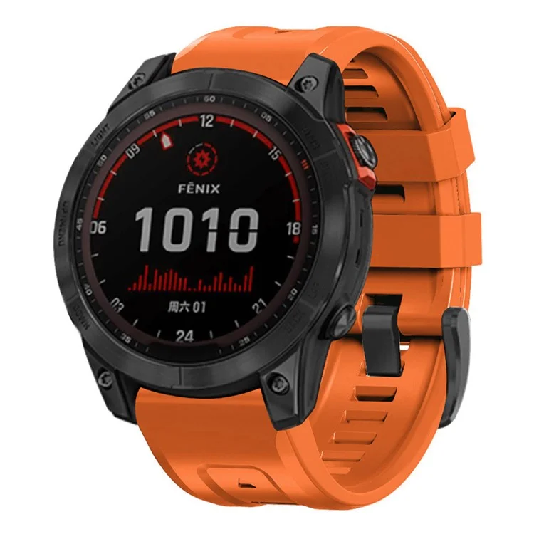 Pour Garmin Fenix 7 Bracelet de montre en silicone doux réglable Remplacement Bracelet de poignet avec boucle - Orange