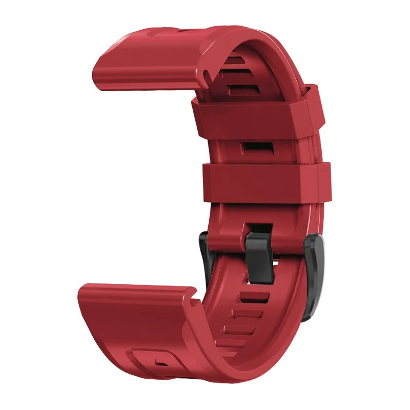 For Garmin Fenix 7 Soft Silicone Adjustable Watch Band Replacement Wrist Strap with Buckle - Dark Red