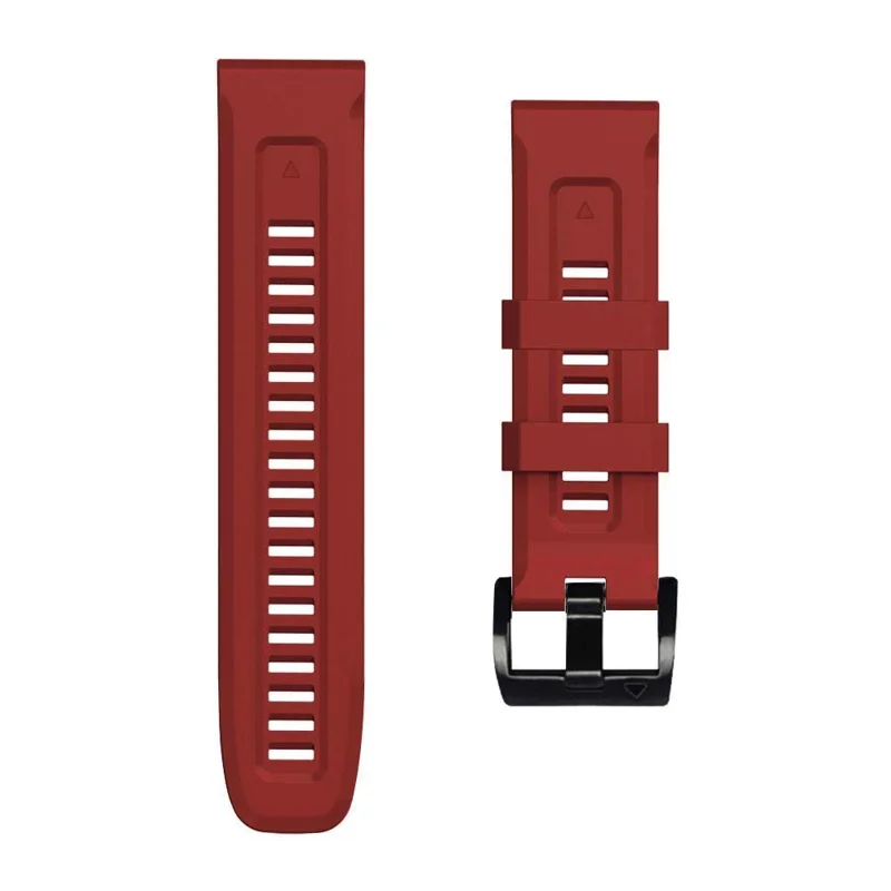 For Garmin Fenix 7 Soft Silicone Adjustable Watch Band Replacement Wrist Strap with Buckle - Dark Red