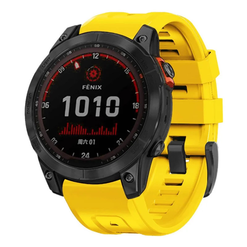 Vervangende instelbare horlogeband van zacht siliconen met gesp voor Garmin Fenix 7 - Geel