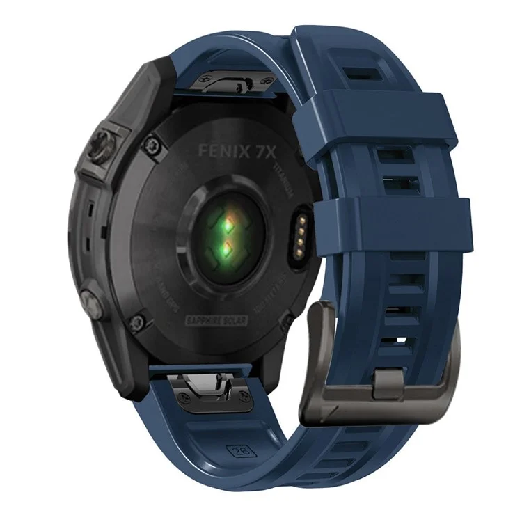 For Garmin Fenix 7X Wear-resistant Silicone Watch Band Replacement Adjustable Wrist Strap with Buckle - Dark Blue