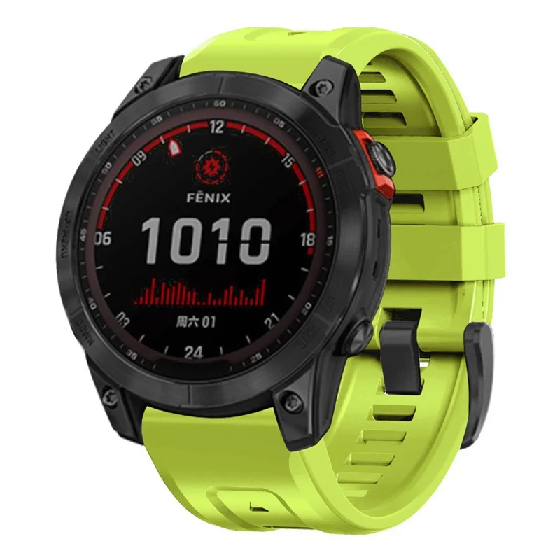 For Garmin Fenix 7X Wear-resistant Silicone Watch Band Replacement Adjustable Wrist Strap with Buckle - Mint Green