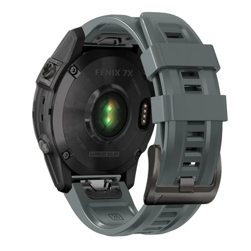 For Garmin Fenix 7X Wear-resistant Silicone Watch Band Replacement Adjustable Wrist Strap with Buckle - Charcoal
