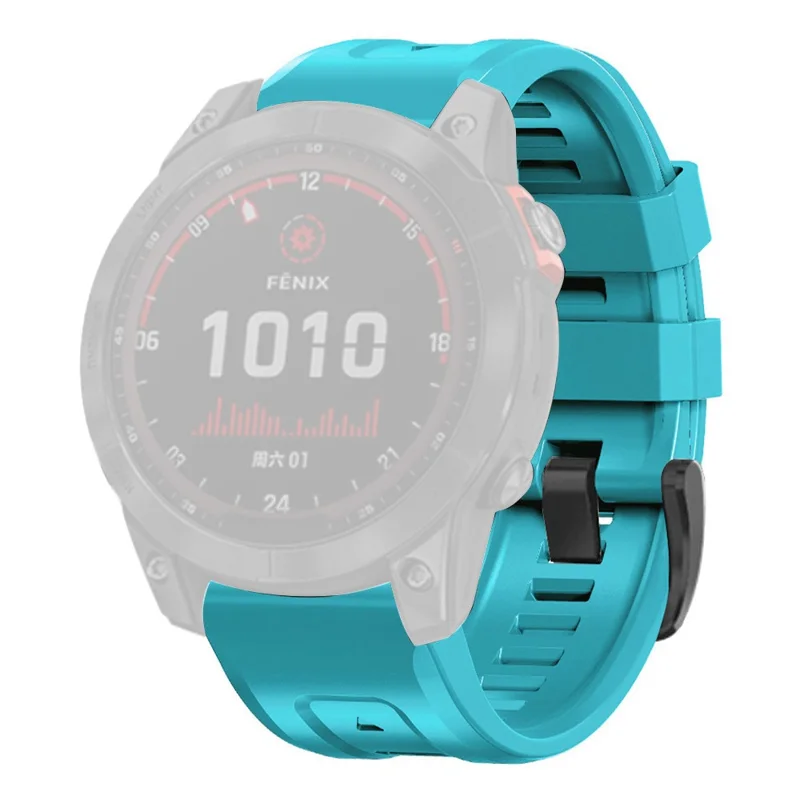 For Garmin Fenix 7X Wear-resistant Silicone Watch Band Replacement Adjustable Wrist Strap with Buckle - Sky Blue