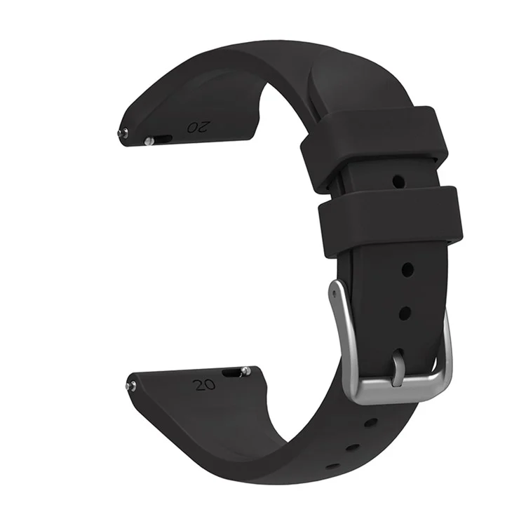 For Samsung Galaxy Watch3 41mm/Gear Sport/Huawei Watch 2 Silicone Watch Strap 20mm Quick Release Wrist Band with Buckle for Sports Watch - Black