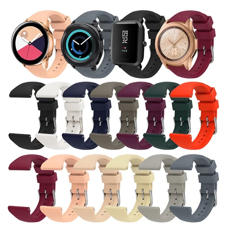 Para Samsung Galaxy Watch3 41mm/Gear Sport/Huawei Watch 2 Correa de reloj de silicona de 20mm Liberación rápida Pulsera con hebilla para reloj deportivo - Negro