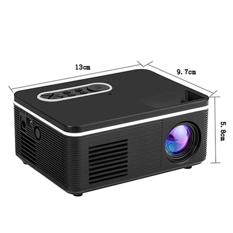 S361 / H90 Portable 1080p Mini Proiettore Proiettore a Casa Compatibilità Universale Per i Viaggi / Campeggio / Camera da Letto - Nero / Spina Degli Stati Uniti