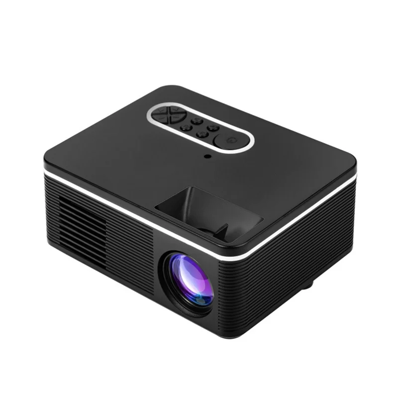 S361 / H90 Proyector LED portátil mini, proyector doméstico con compatibilidad universal para viajes, acampada y dormitorio - Negro / Enchufe AU