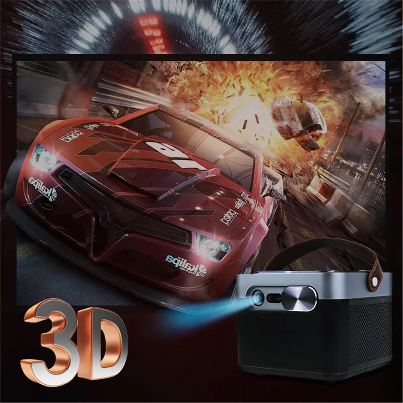 HOTACK D025 Android 6.1 Projector Portable 0.33'' DMD 1.2:1 Throw Ratio Home Smart Projector - Black/US Plug