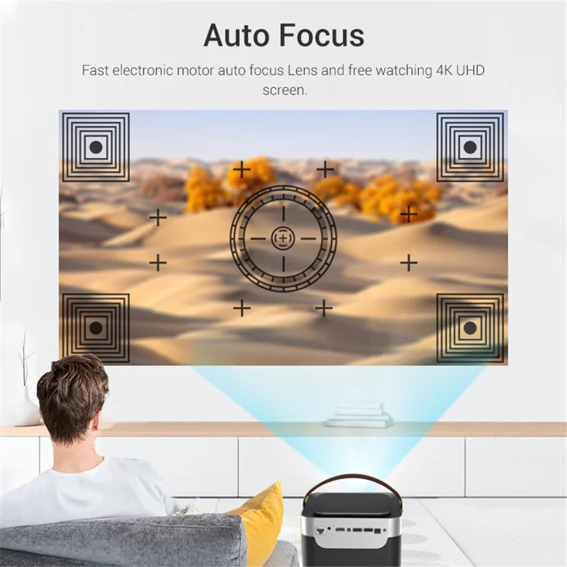 HOTACK D025 Android 6.1 Projector Portable 0.33'' DMD 1.2:1 Throw Ratio Home Smart Projector - Black/US Plug