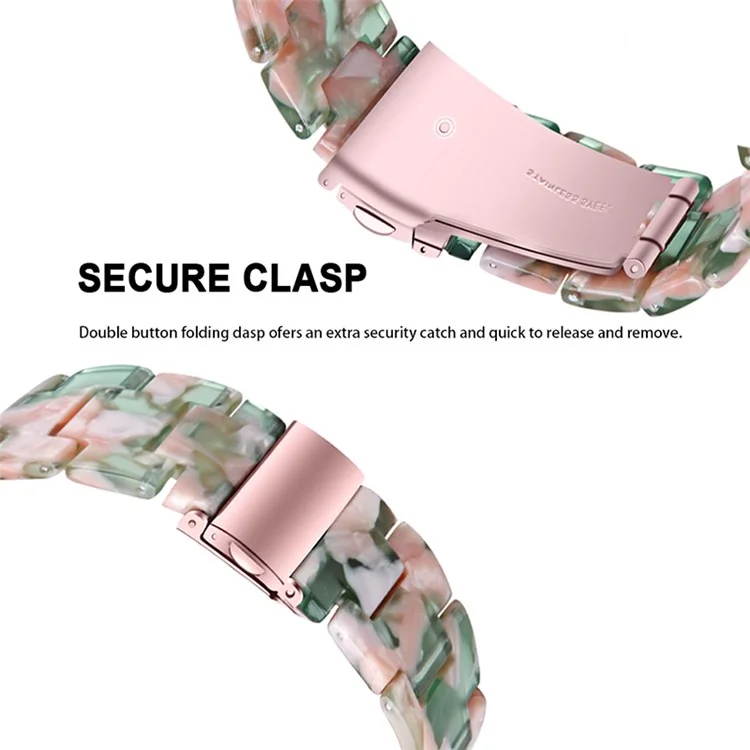 Pour Fossil Gen 5 Carlyle/Gen 5 Julianna/Gen 5 Garrett/Gen 5 Carlyle HR 22 mm Bracelet de Montre Remplacement Tendance Résine - Rose/Vert