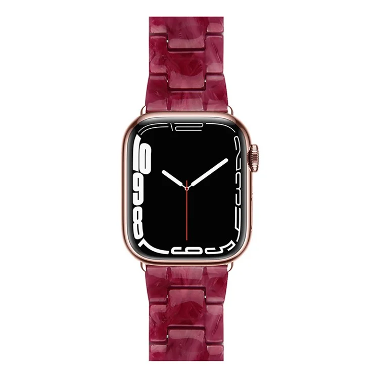 Para Apple Watch Series 10 42mm / 9 8 7 41mm / 6 5 4 SE SE (2022) SE (2023) 40mm / 3 2 1 38mm Stylish 3 Beads Resin Strap Replacement Smart Watch Band - Marble Red