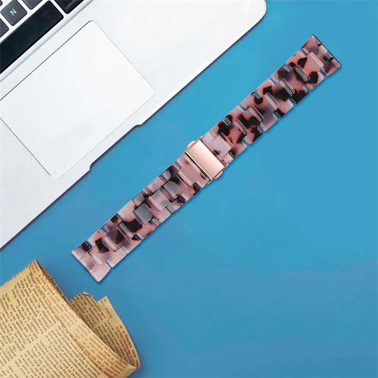 Pour Huami Amazfit GTR 47mm/Pace/Stratos/Stratos 2/Youth Edition 22mm Mode 3 perles Bracelet de montre en résine de rechange Bracelet - Marron/Rose clair