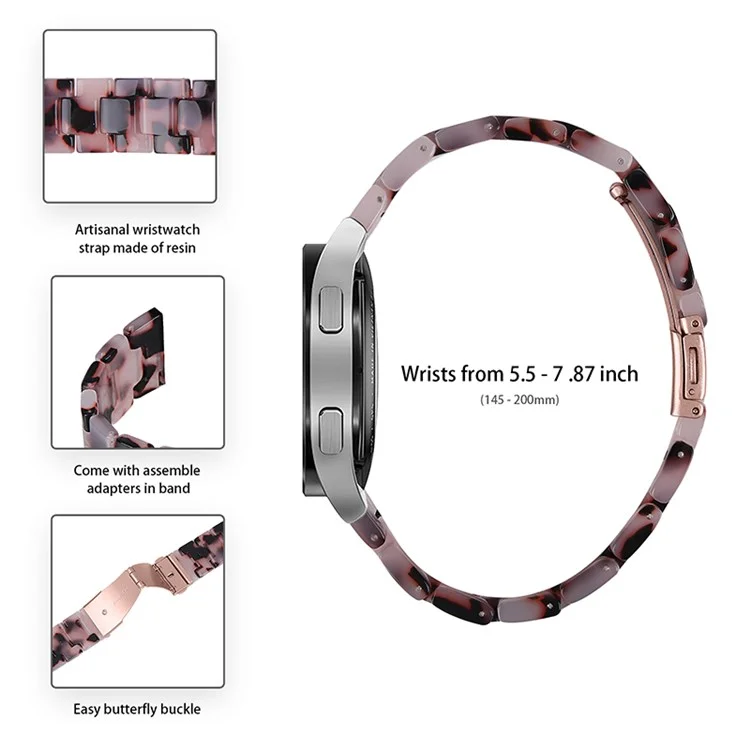 Pour Huami Amazfit GTR 47mm/Pace/Stratos/Stratos 2/Youth Edition 22mm Mode 3 perles Bracelet de montre en résine de rechange Bracelet - Marron/Rose clair